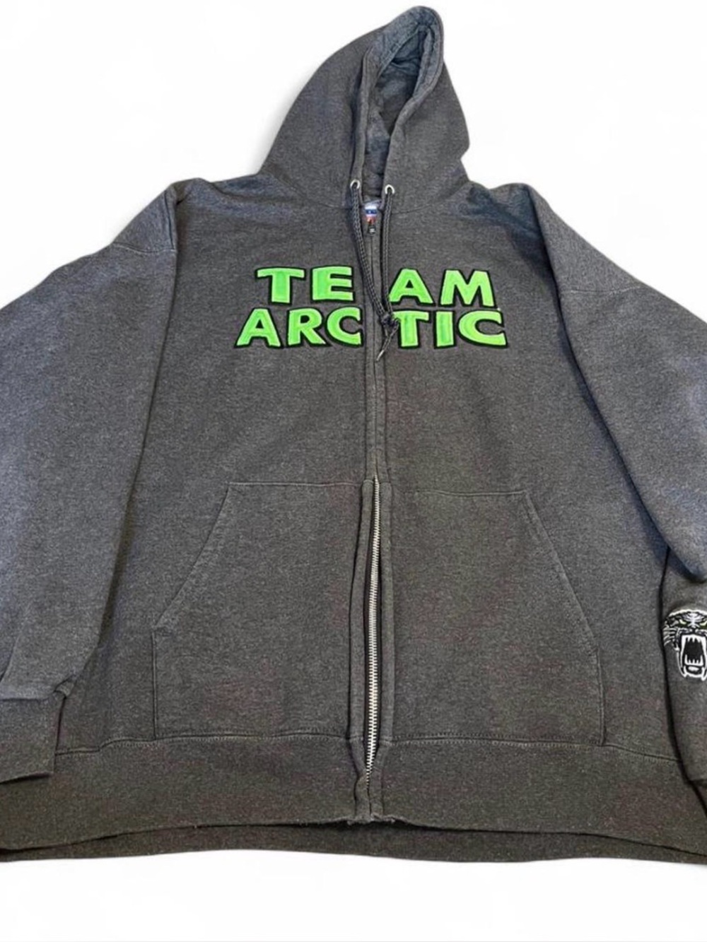 Men’s VTG Team Arctic Gray Full-Zip Embroidered Hoodie Sz L